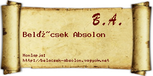 Belácsek Absolon névjegykártya